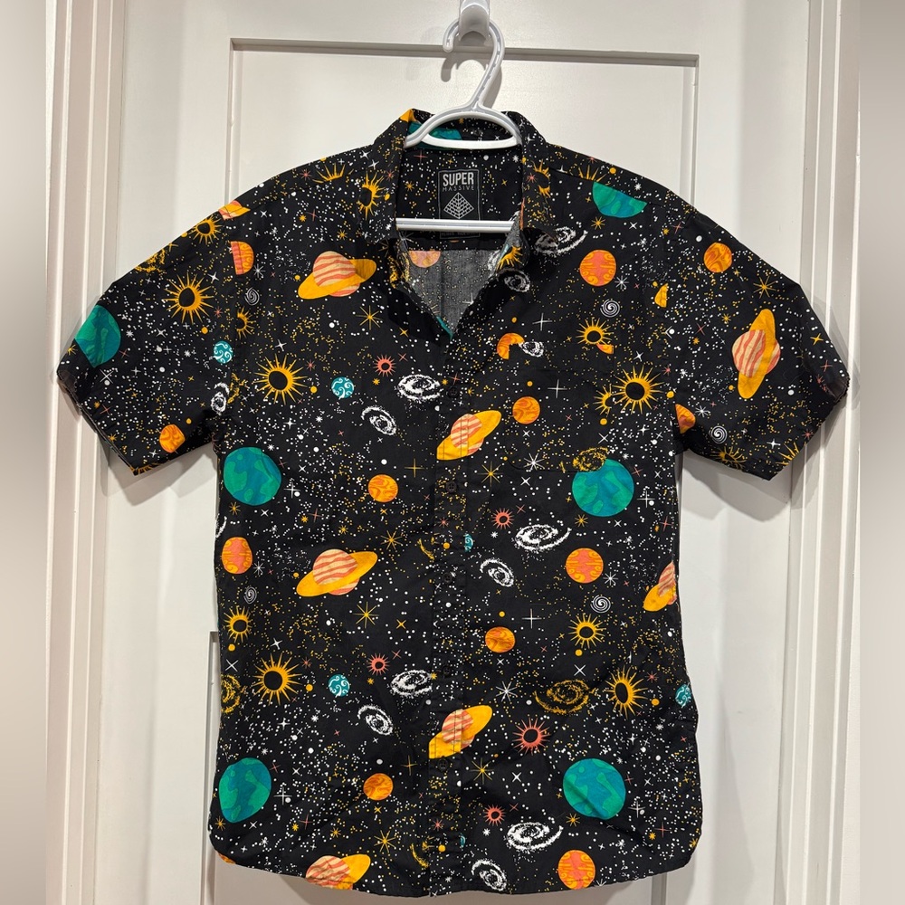 Black Space-Themed Men's Shirt
